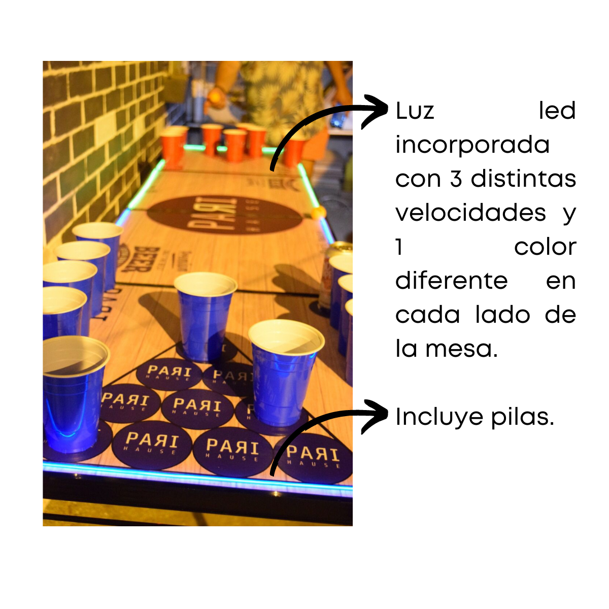 Mesa Beer Pong Led Pari Hause